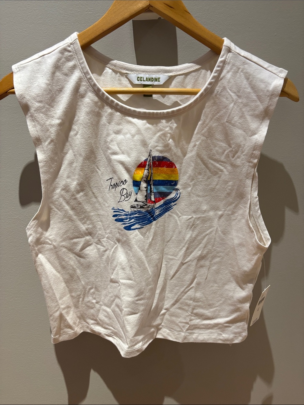 Women’s "Tropical Bay" White Graphic Tank
